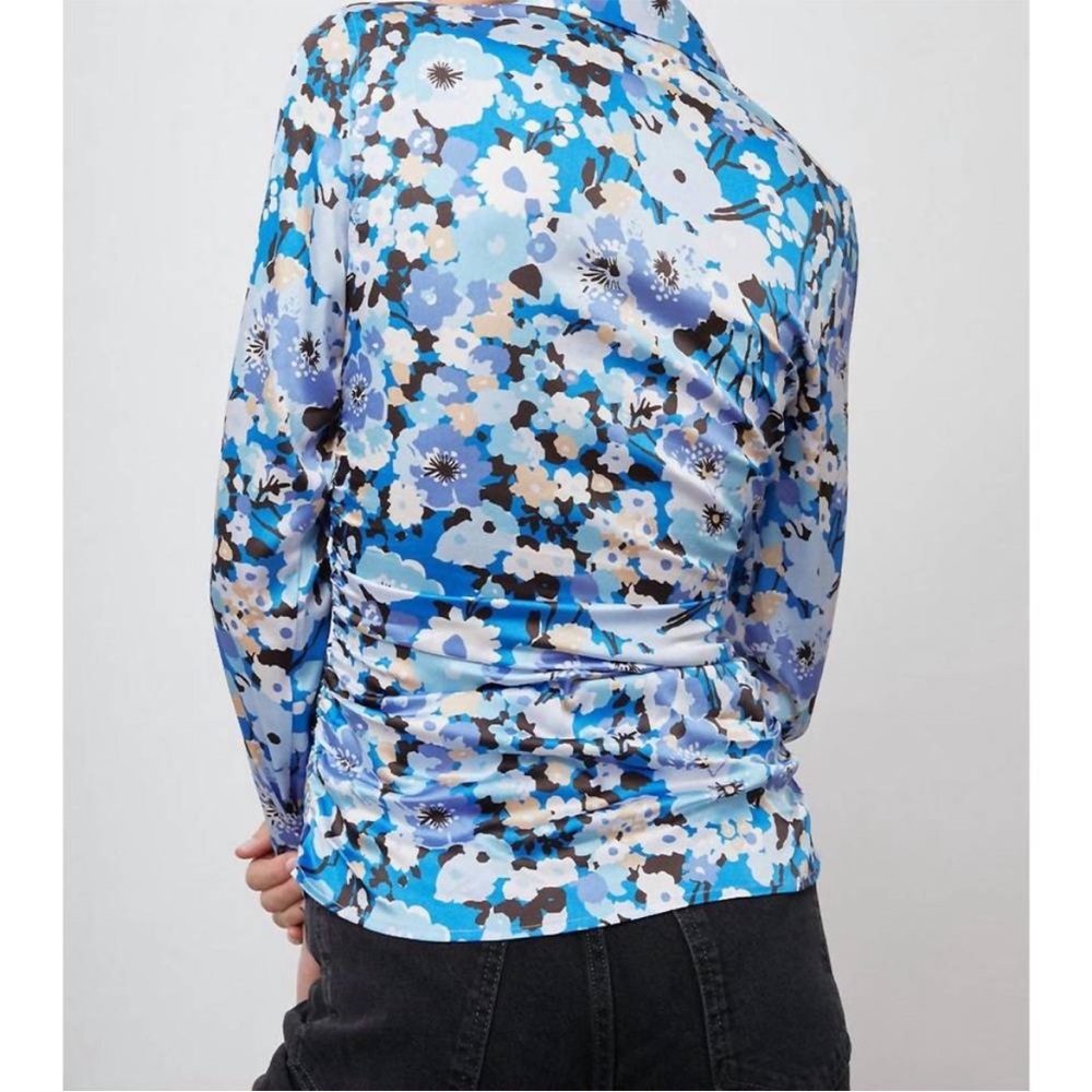 NWT Rails Lisa Ruched Long Sleeve Floral Button Down Blouse Zinnia XS - Picture 3 of 12